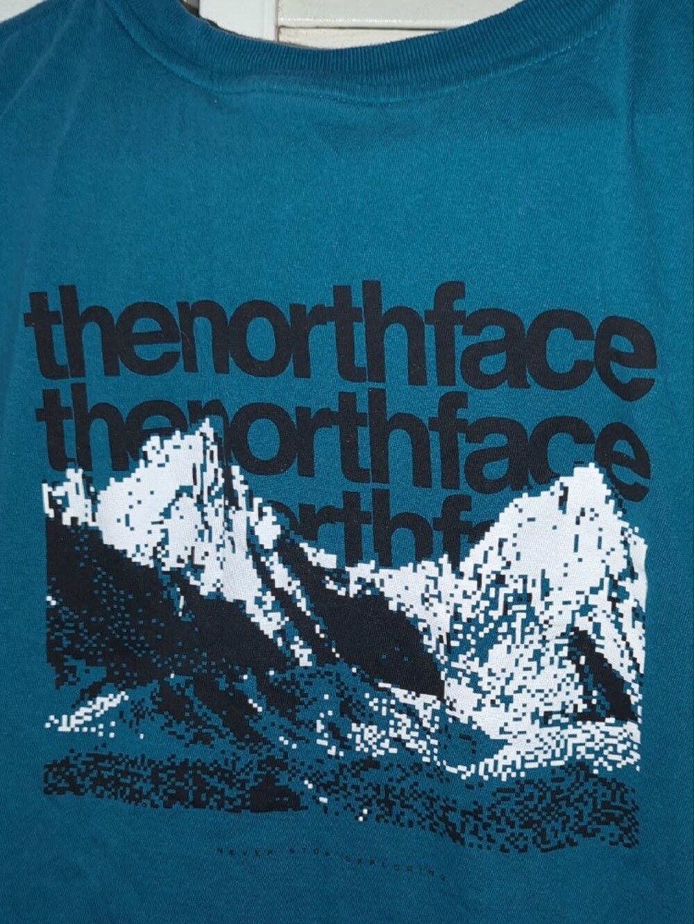 The North Face Teal Blue Men's Short Sleeve Logo Tee - Picture 3 of 6